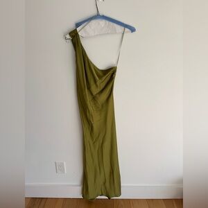 Zara One-Shoulder Dress in Olive